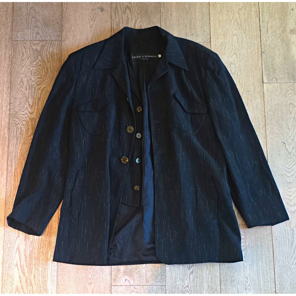 Vintage Calugi e Giannelli Men Jacket IT 50 US 40 Grey Pinstripe Made In Italy